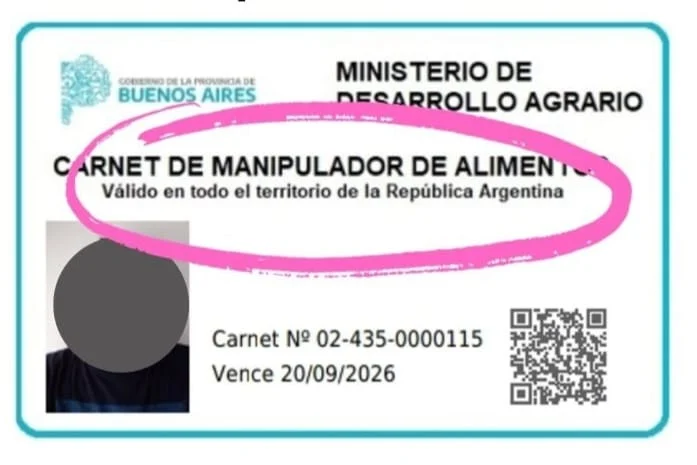 Carnet Oficial de Manipulador de Alimentos